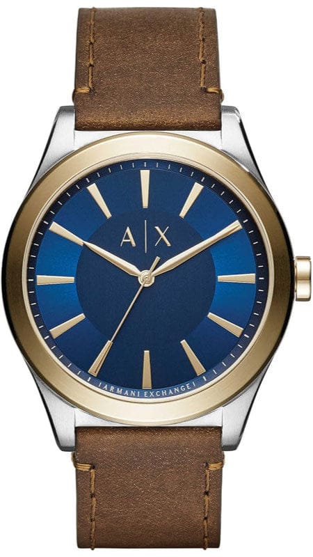 Buy Shop Armani Exchange Nico Quartz Blue Dial Brown Leather Strap Watch For Men - AX2334 USA Online
