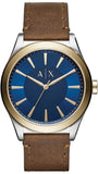 Buy Shop Armani Exchange Nico Quartz Blue Dial Brown Leather Strap Watch For Men - AX2334 USA Online