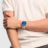 Buy Shop Armani Exchange Nico Quartz Blue Dial Two Tone Steel Strap Watch For Men - AX2332 USA Online