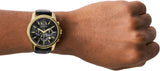 Buy Shop Armani Exchange Outerbanks Chronograph Black Dial Black Leather Strap Watch For Men - AX7133 USA Online