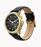 Buy Shop Armani Exchange Outerbanks Chronograph Black Dial Black Leather Strap Watch For Men - AX7133 USA Online