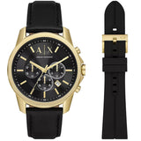 Buy Shop Armani Exchange Outerbanks Chronograph Black Dial Black Leather Strap Watch For Men - AX7133 USA Online