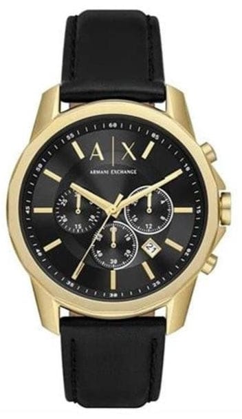 Buy Shop Armani Exchange Outerbanks Chronograph Black Dial Black Leather Strap Watch For Men - AX7133 USA Online