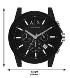 Buy Shop Armani Exchange Outerbanks Chronograph Black Dial Black Silicone Strap Watch For Men - AX1326 USA Online