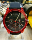 Buy Shop Armani Exchange Outerbanks Chronograph Black Dial Black Silicone Strap Watch For Men - AX1338 USA Online