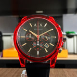 Buy Shop Armani Exchange Outerbanks Chronograph Black Dial Black Silicone Strap Watch For Men - AX1338 USA Online