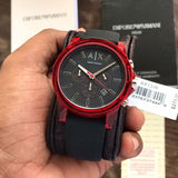 Buy Shop Armani Exchange Outerbanks Chronograph Black Dial Black Silicone Strap Watch For Men - AX1338 USA Online