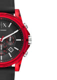 Buy Shop Armani Exchange Outerbanks Chronograph Black Dial Black Silicone Strap Watch For Men - AX1338 USA Online