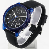 Buy Shop Armani Exchange Outerbanks Chronograph Black Dial Black Silicone Strap Watch For Men - AX1339 USA Online