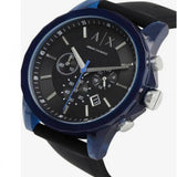Buy Shop Armani Exchange Outerbanks Chronograph Black Dial Black Silicone Strap Watch For Men - AX1339 USA Online