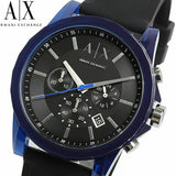 Buy Shop Armani Exchange Outerbanks Chronograph Black Dial Black Silicone Strap Watch For Men - AX1339 USA Online