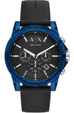 Buy Shop Armani Exchange Outerbanks Chronograph Black Dial Black Silicone Strap Watch For Men - AX1339 USA Online