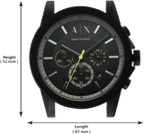 Buy Shop Armani Exchange Outerbanks Chronograph Black Dial Black Silicone Strap Watch For Men - AX1343 USA Online