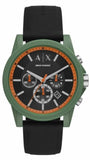 Buy Shop Armani Exchange Outerbanks Chronograph Black Dial Black Silicone Strap Watch For Men - AX1348 USA Online