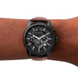 Buy Shop Armani Exchange Outerbanks Chronograph Black Dial Brown Leather Strap Watch For Men - AX1732 USA Online