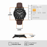 Buy Shop Armani Exchange Outerbanks Chronograph Black Dial Brown Leather Strap Watch For Men - AX1732 USA Online