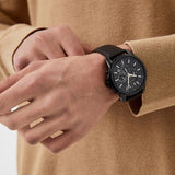 Buy Shop Armani Exchange Outerbanks Chronograph Black Dial Brown Leather Strap Watch For Men - AX1732 USA Online