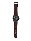 Buy Shop Armani Exchange Outerbanks Chronograph Black Dial Brown Leather Strap Watch For Men - AX1732 USA Online
