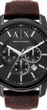 Buy Shop Armani Exchange Outerbanks Chronograph Black Dial Brown Leather Strap Watch For Men - AX1732 USA Online