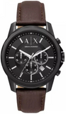 Buy Shop Armani Exchange Outerbanks Chronograph Black Dial Brown Leather Strap Watch For Men - AX1732 USA Online