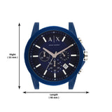 Buy Shop Armani Exchange Outerbanks Chronograph Blue Dial Blue Silicone Strap Watch For Men - AX1327 USA Online