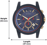Buy Shop Armani Exchange Outerbanks Chronograph Blue Dial Blue Silicone Strap Watch For Men - AX1335 USA Online