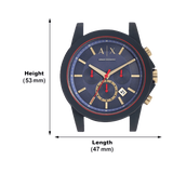 Buy Shop Armani Exchange Outerbanks Chronograph Blue Dial Blue Silicone Strap Watch For Men - AX1335 USA Online