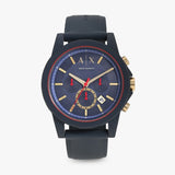 Buy Shop Armani Exchange Outerbanks Chronograph Blue Dial Blue Silicone Strap Watch For Men - AX1335 USA Online