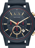 Buy Shop Armani Exchange Outerbanks Chronograph Blue Dial Blue Silicone Strap Watch For Men - AX1335 USA Online