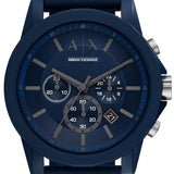 Buy Shop Armani Exchange Outerbanks Chronograph Blue Dial Blue Silicone Strap Watch For Men - AX7128 USA Online