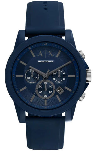 Buy Shop Armani Exchange Outerbanks Chronograph Blue Dial Blue Silicone Strap Watch For Men - AX7128 USA Online