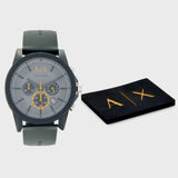 Buy Shop Armani Exchange Outerbanks Chronograph Grey Dial Grey Silicone Strap Watch For Men - AX7123 USA Online