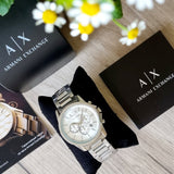 Buy Shop Armani Exchange Outerbanks Chronograph Silver Dial Silver Steel Strap Watch For Men - AX7141 USA Online