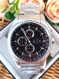 Buy Shop Armani Exchange The Driver Chronograph Black Dial Silver Steel Strap Watch For Men - AX1612 USA Online