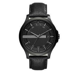 Buy Shop Armani Exchange Hampton Chronograph Black Dial Black Leather Strap Watch For Men - AX2400 USA Online