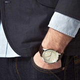 Buy Shop Armani Exchange Whitman Silver Dial Brown Leather Strap Watch For Men - AX2100 USA Online