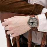 Buy Shop Armani Exchange Whitman Silver Dial Brown Leather Strap Watch For Men - AX2100 USA Online