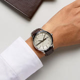 Buy Shop Armani Exchange Whitman Silver Dial Brown Leather Strap Watch For Men - AX2100 USA Online