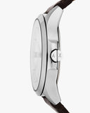 Buy Shop Armani Exchange Whitman Silver Dial Brown Leather Strap Watch For Men - AX2100 USA Online