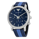 Buy Shop Emporio Armani Luigi Chronograph Quartz Blue Dial Blue Nylon Strap Watch For Men - AR1949 USA Online