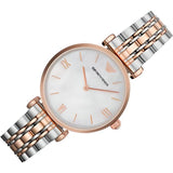 Emporio Armani T Bar Gianni Classic Mother Of Pearl Dial Two Tone Steel Strap Watch For Women - AR1683