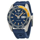 Buy Shop Emporio Armani Sportivo Chronograph Quartz Blue Dial Blue Rubber Strap Watch For Men - AR6045 USA Online