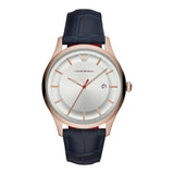 Buy Shop Emporio Armani Classic Silver Dial Blue Leather Strap Watch For Men - AR11131 USA Online