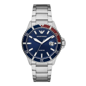 Buy Shop Emporio Armani Diver Quartz Blue Dial Silver Steel Strap Watch For Men - AR11339 USA Online