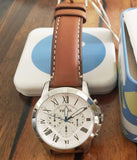 Buy Shop Fossil Grant Chronograph White Dial Brown Leather Strap Watch for Men - FS5060 USA Online
