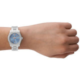 Buy Shop Emporio Armani Federica Three-Hand Date Blue Dial Silver Steel Strap Watch For Women - AR11593 USA Online