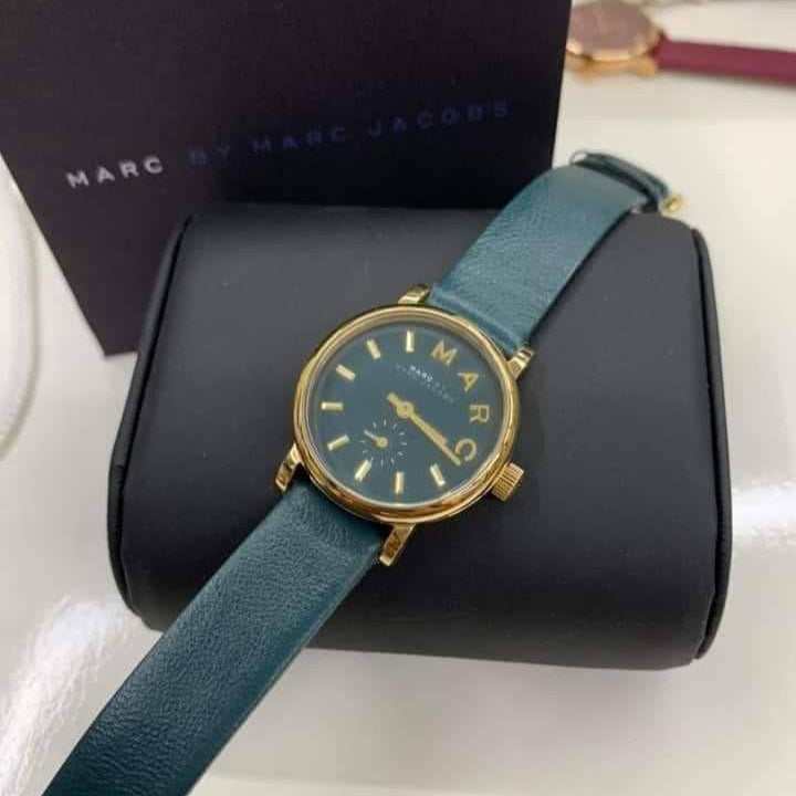 Buy Shop Marc Jacobs Baker Green Dial Green Leather Strap Watch for Women - MBM1268 USA Online