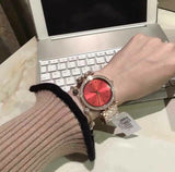 Buy Shop Michael Kors Darci Red DIal Rose Gold Stainless Steel Strap Watch for Women - MK3378 USA Online