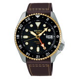 Buy Shop Seiko 5 Sports SKX GMT Automatic Mocha Black Dial Brown Leather Strap Watch For Men - SSK036K1 USA Online
