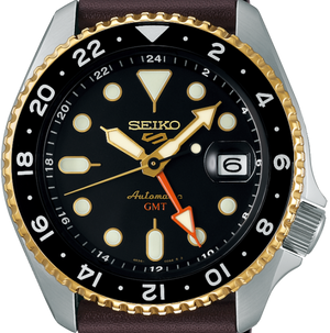Buy Shop Seiko 5 Sports SKX GMT Automatic Mocha Black Dial Brown Leather Strap Watch For Men - SSK036K1 USA Online